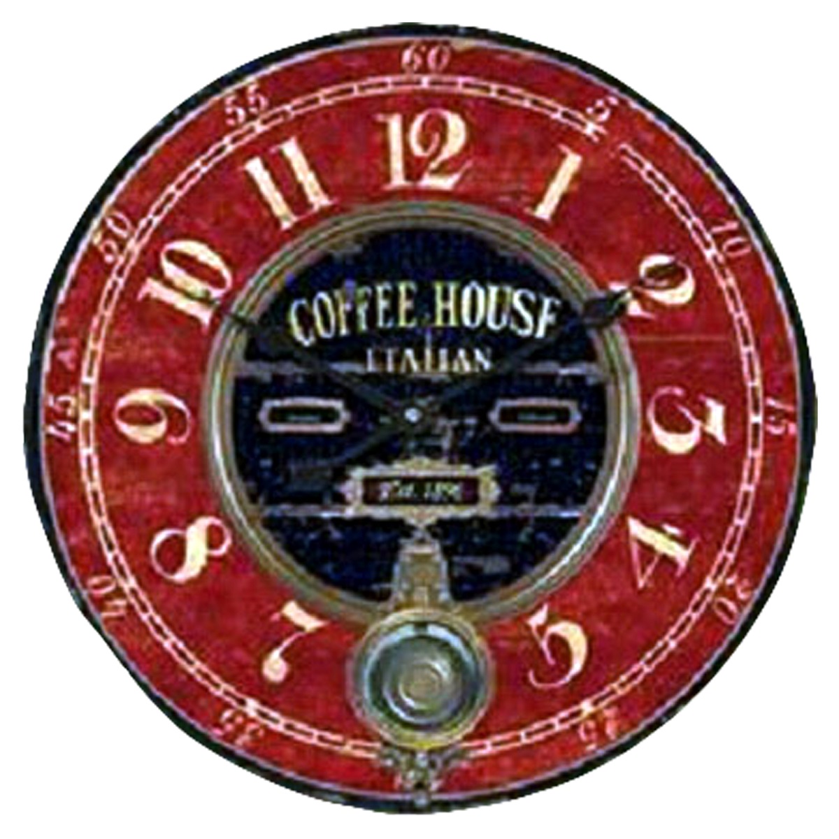 Round wooden coffee clock with pendulum Zambiasi 7760567 cm.58